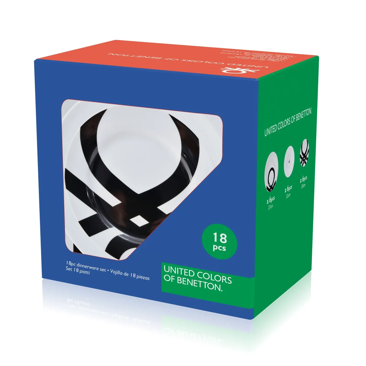 BENETTON BE-0244 18 Részes Étkészlet Fekete-Fehér