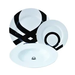 BENETTON BE-0244 18 Részes Étkészlet Fekete-Fehér