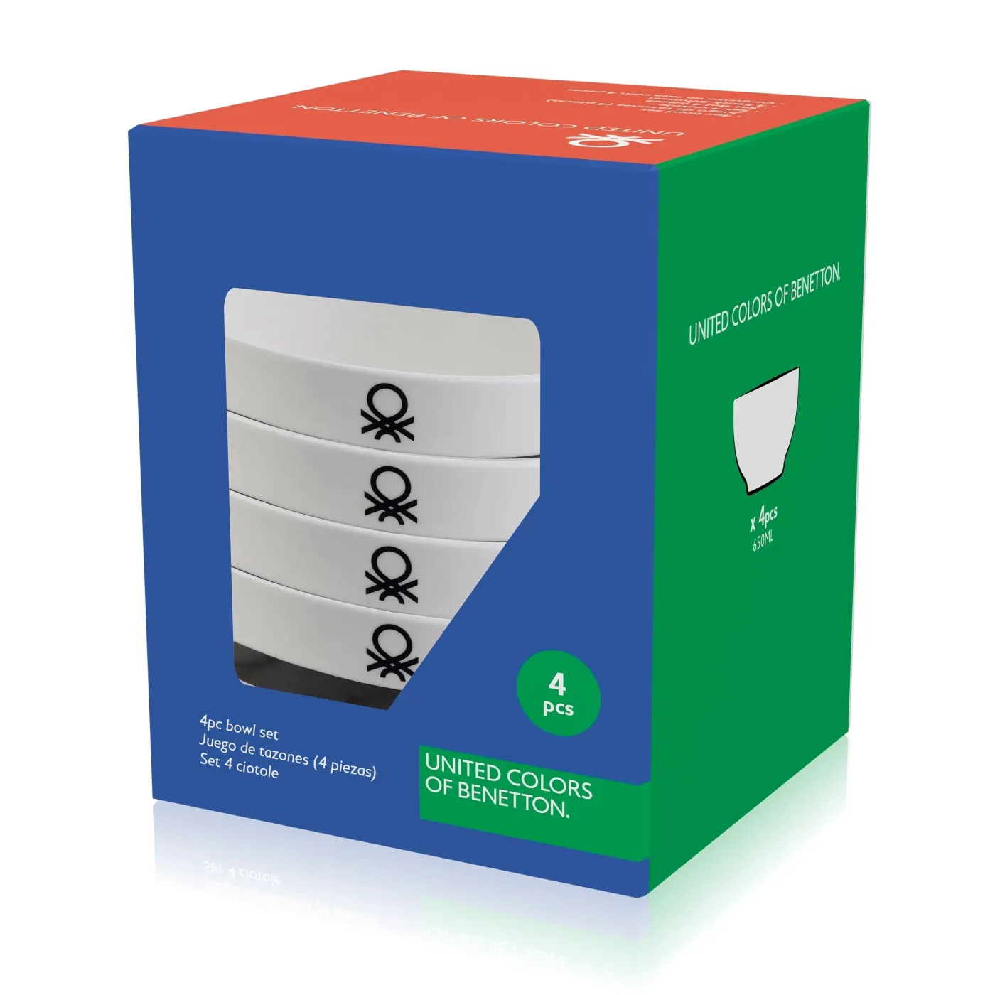 BENETTON BE-0255 4 Részes Tál Szett 650ml Fekete-Fehér