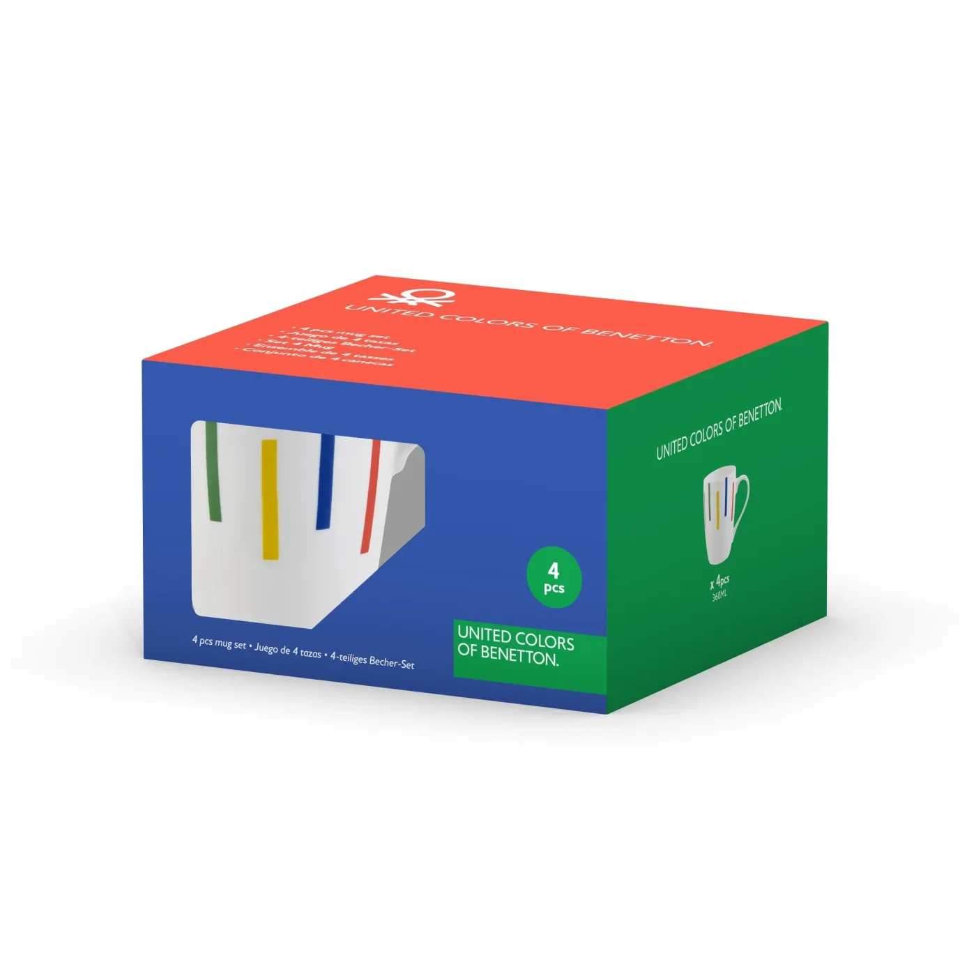BENETTON BE-0256 4 Részes Bögre Szett 360ml Színes