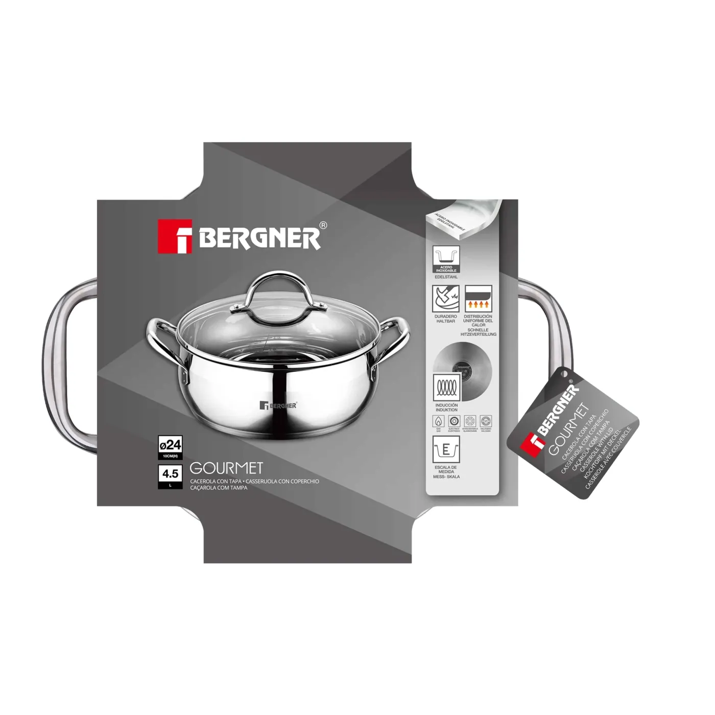 BERGNER BG-6530 Lábas fedővel 24cm 4.5L Gourmet